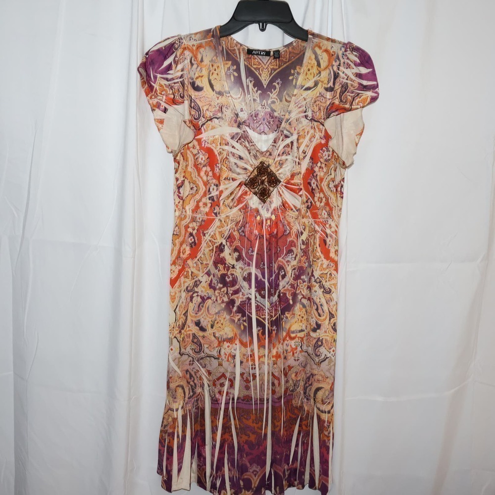 Apt 9 Dress, Women Size PM Made in Chine Brown Graphics